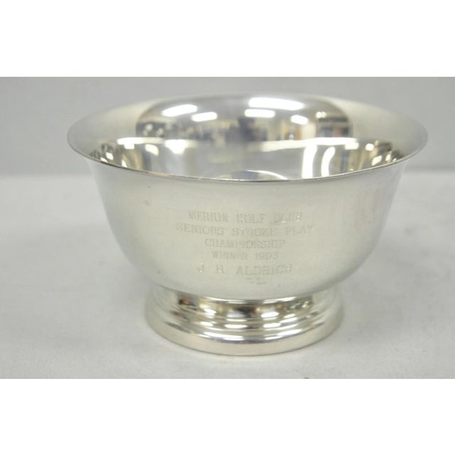 Vintage Regency Style Silver Plated Pewter 1993 Merion Golf Club Award Bowl For Sale - Image 11 of 12