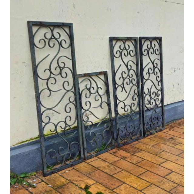 Antique Decorative Wrought Iron Panels, 1890s, Set of 4 For Sale - Image 3 of 9