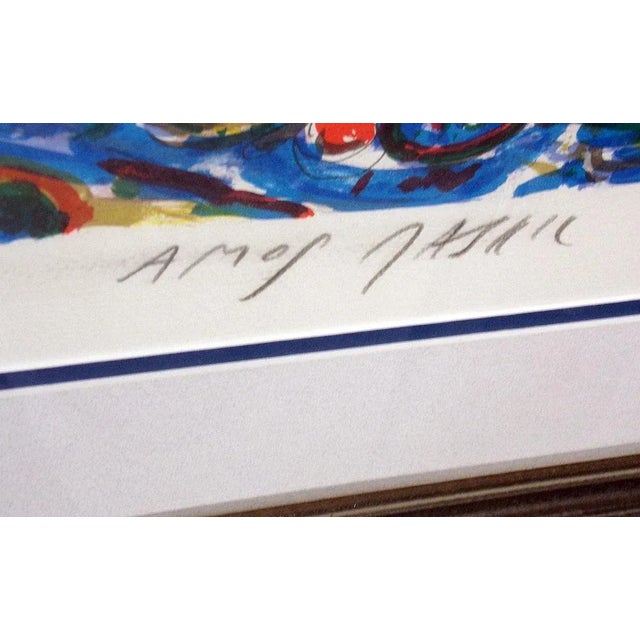 Contemporary Impressionist Amos Yaskil "Red Mountain" Signed Numbered Art Lithograph, Judaic Art Framed For Sale - Image 3 of 6