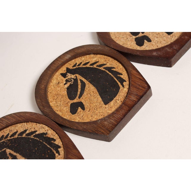 Vintage Western Set of Eight Horse Motif Coasters With Covered Wagon Carrier For Sale - Image 10 of 16