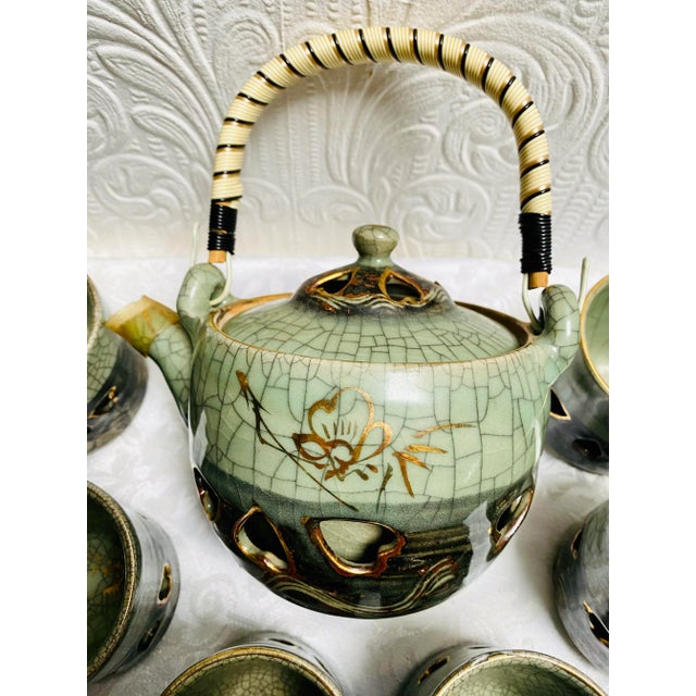 1940s 1940s Otagiri Soma Ware Somayaki Mid Century Japanese Tea Set- 7 Pieces For Sale - Image 5 of 13