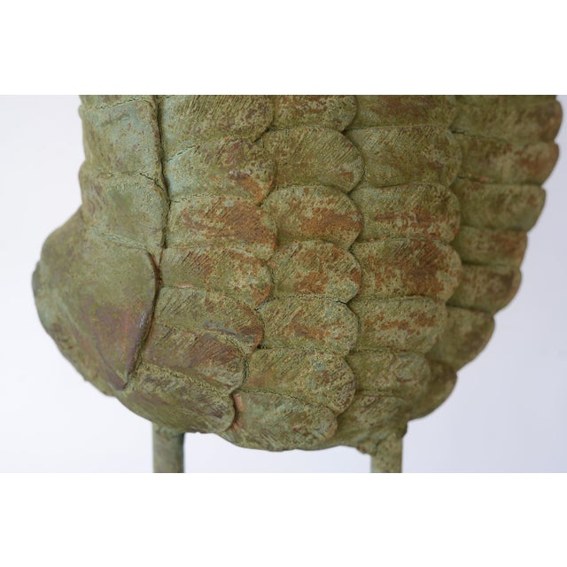Metal Large Rustic Verdigris Wing Sculpture on Stand For Sale - Image 7 of 12