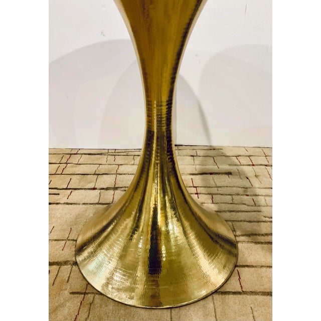 Original retail $3480, stylish Villa and Home Modern Black Marble Stockholm Dining Table/Center Table, hammered brass...