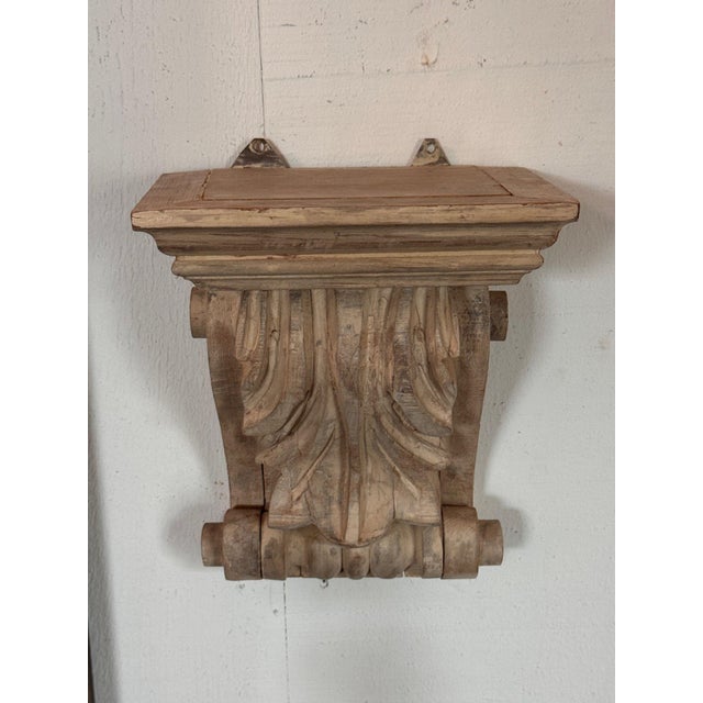 Pair of Carved Wood Wall Brackets For Sale - Image 4 of 9