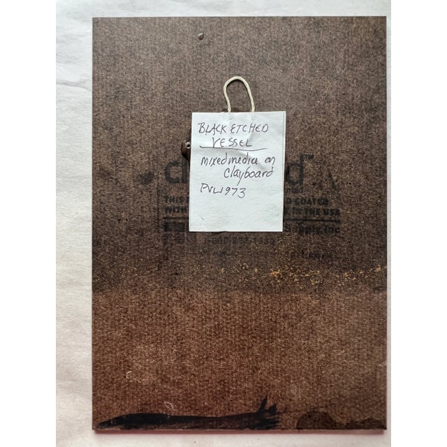 Paint Still Life Contemporary Mixed-Media Painting "Black Etched Vessel" For Sale - Image 7 of 9