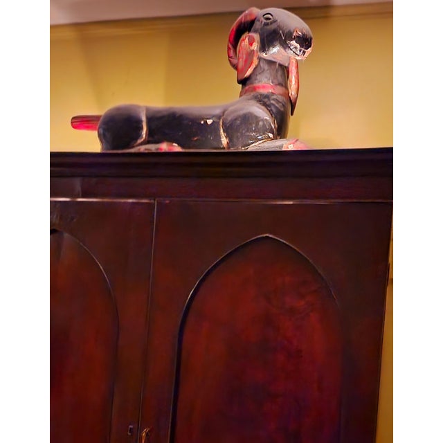 Large Chinese ram vintage figure, great for on the top of a chest or on a cocktail table, it is mostly black lacquer with...