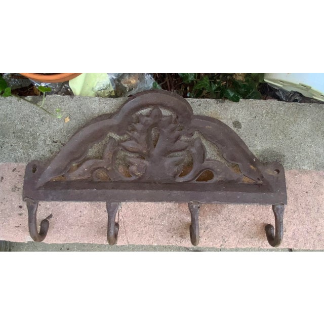 Rustic 1970s Vintage Cast Iron Wall Rack For Sale - Image 3 of 3