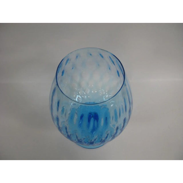 Empoli 1960s Empoli Aqua Blue Optic Glass Snifter Vase For Sale - Image 4 of 13