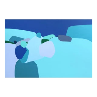 A New Wind Blows - Large Blue Abstract Acrylic Painting on Canvas - Original Artwork by Julie Naima For Sale