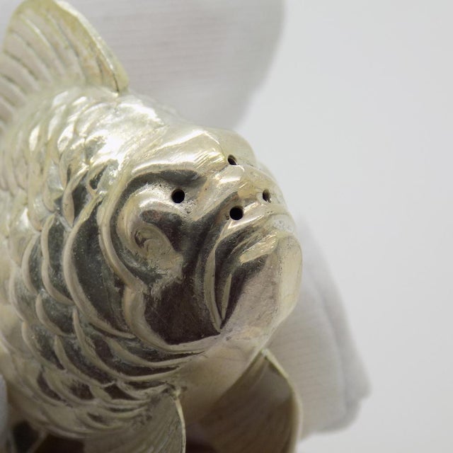 Vintage Hungarian Silver Tropical Fish Shaped Salt and Pepper Shaker, 1950s For Sale - Image 12 of 17