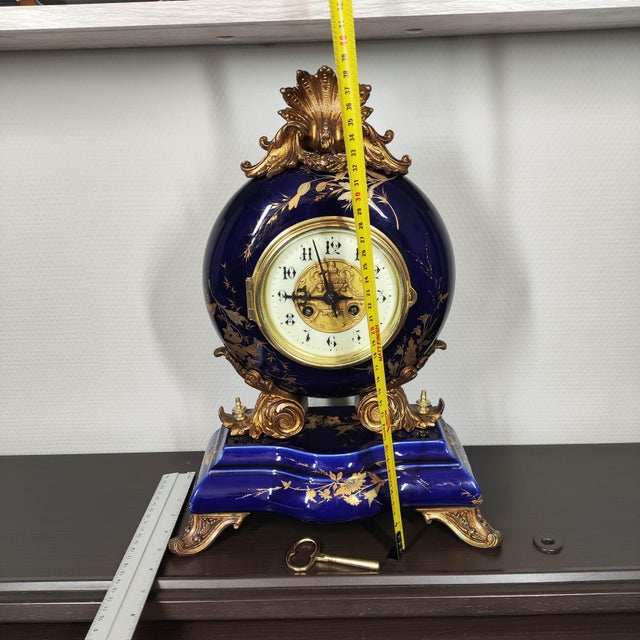 Stunning 19th-C. French Eugène Farcot Porcelain Clock Bleu De Roi For Sale - Image 6 of 15