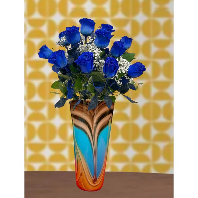 Glass Art Glass Vase Earthy Multicolor Swirled Vase For Sale - Image 7 of 18