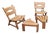 Brutalist Oak Armchairs and Footstools by Awa Holland for Awa Meubelfabriek, 1979, Set of 4 For Sale