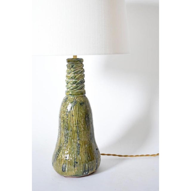 "Villandry" 32cm beige, green and blue ceramic lamp, Barracuda edition. Height: 32 cm - 12.6 in Diameter: 14 cm - 5.51 in...