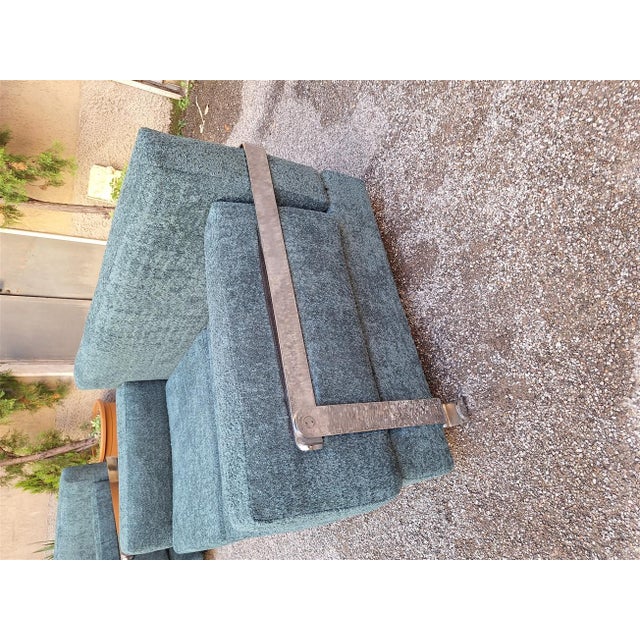 Fasce Cromate Sofa in Green Fabric by Luigi Caccia Dominioni for Azucena, 1960s For Sale - Image 6 of 14