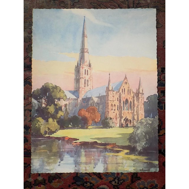 Vintage Salisbury, England Landscape After Listed British Artist W. Hyams For Sale In Cincinnati - Image 6 of 6