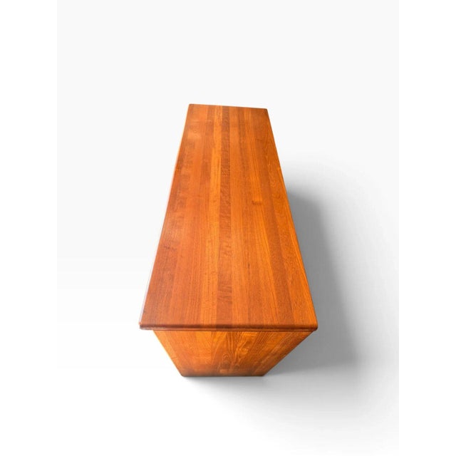 Mid-Century Danish Solid Teak Sideboard Credenza Attributed to Nissen & Gehl For Sale - Image 15 of 17