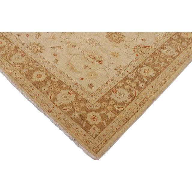 1990s Shabby Chic Ziegler Beige Brown Hand-Knotted Wool Rug-9'0'' X 11'9'' For Sale - Image 5 of 8