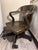 Ebony VIntage Custom Kintsugi Brass Inlay White Oak Banker’s Chair – Ebonized Executive Desk Chair For Sale - Image 8 of 9