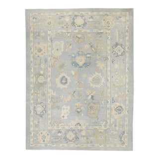 Modern Turkish Oushak Rug 9' x 12'2" For Sale