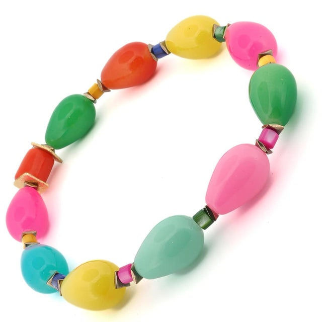 Asian Happy Vibes Rainbow Glass & Gold Beaded Anklet For Sale - Image 3 of 6