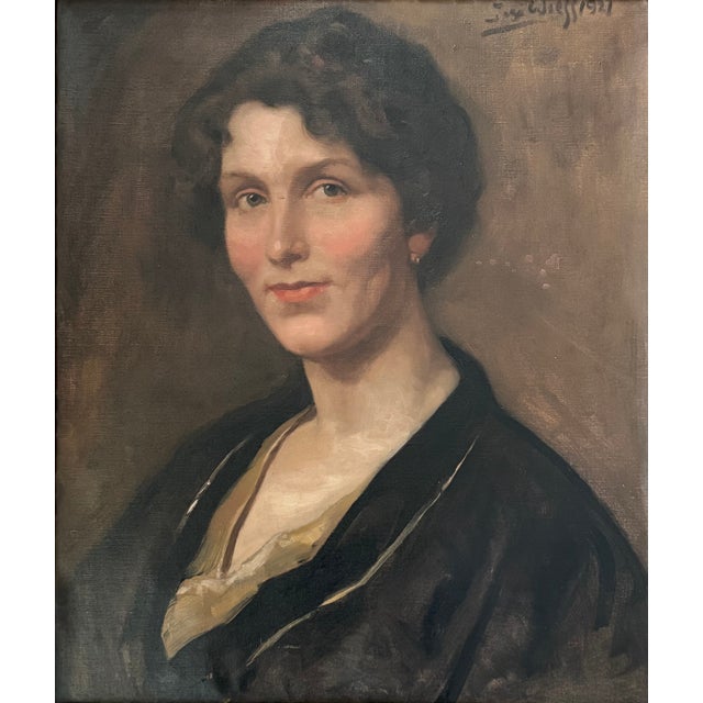 Portrait of a woman dated 1921, portrait in a Bloombury style with its original frame.