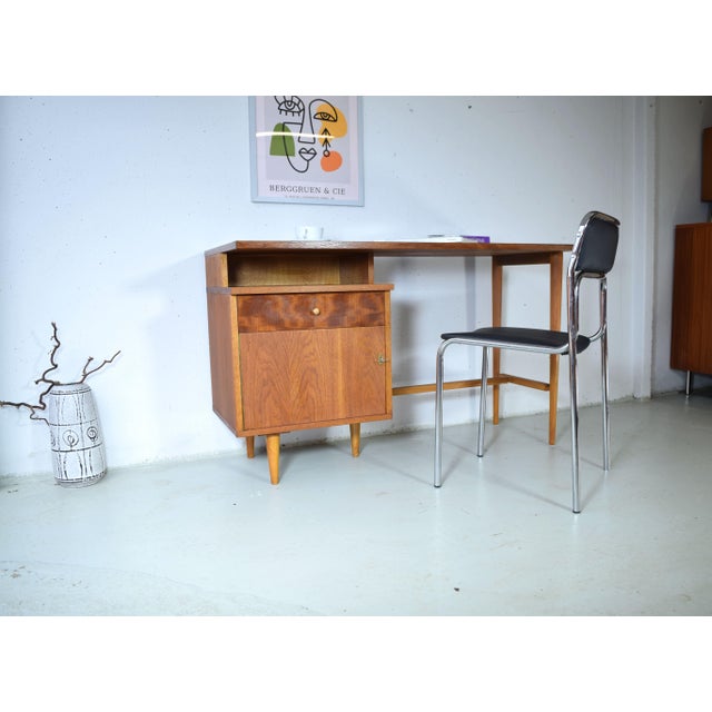 Brown Vintage Ladies Desk in Oak and Beech, 1960s For Sale - Image 8 of 9