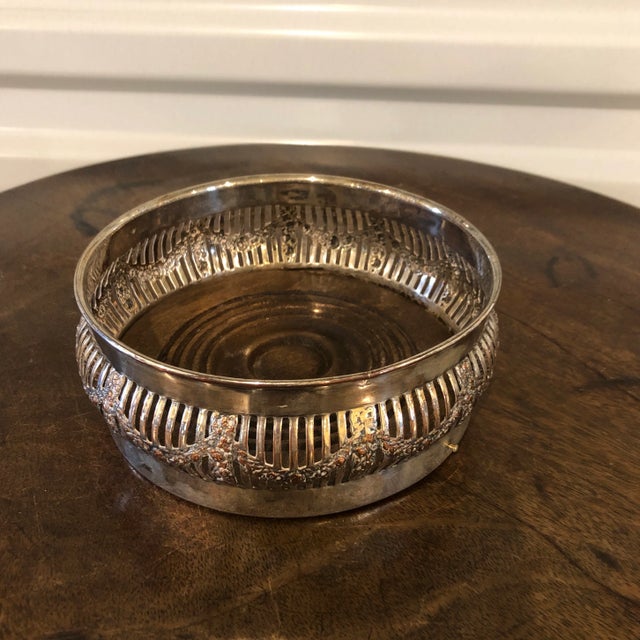 19th Century Antique 19th Century English Silverplate & Mahogany Wine Coaster For Sale - Image 5 of 5