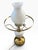 Mid 20th Century Vintage Hobnail Milk Glass & Brass Hurricane Table Lamp With Turned Wood Accent For Sale - Image 5 of 10