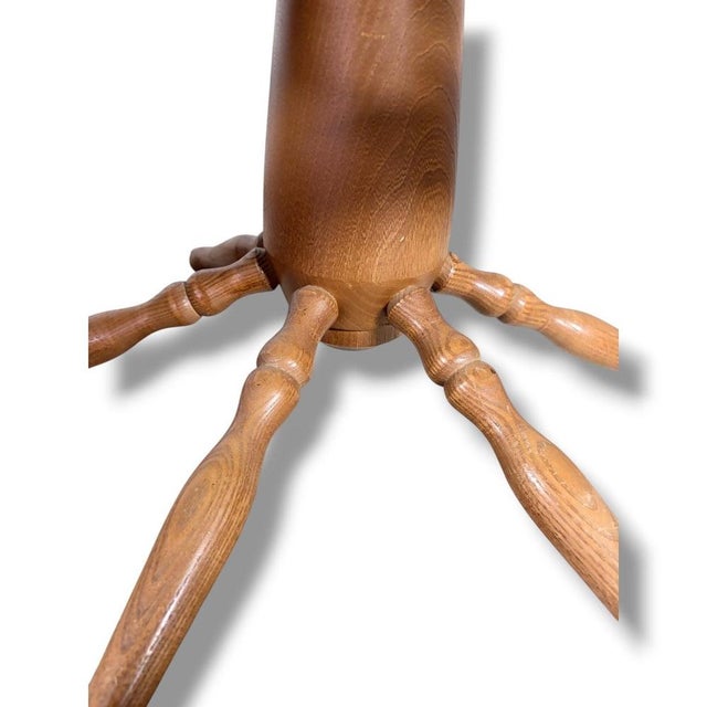 Brown Vintage Ship Wheel Table in Elm and Oak with Glass Top For Sale - Image 8 of 9