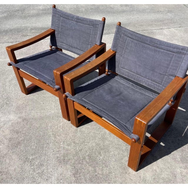 Mid 20th Century Borge Jensen for Bernstorffsminde Møbelfabrik Teak Safari Chairs - A Pair For Sale - Image 5 of 12