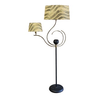 1950s Majestic Style Floor Lamp With Whip Stitch Shades For Sale