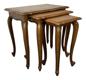 French Louis XIV Oak Nesting Tables, Set of 3