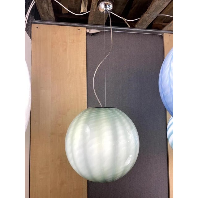 Early 21st Century Milky-Green Sphere Lamp in Murano Glass Swirl from Simoeng For Sale - Image 5 of 5