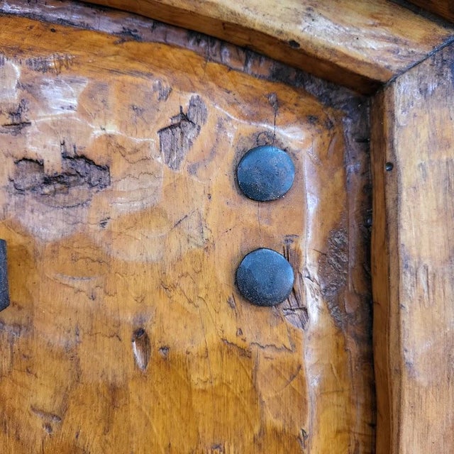 Brown Handcrafted Solid Wood Rustic Exterior Single Door With Sidelight – Custom Mexican Design Made to Order For Sale - Image 8 of 16