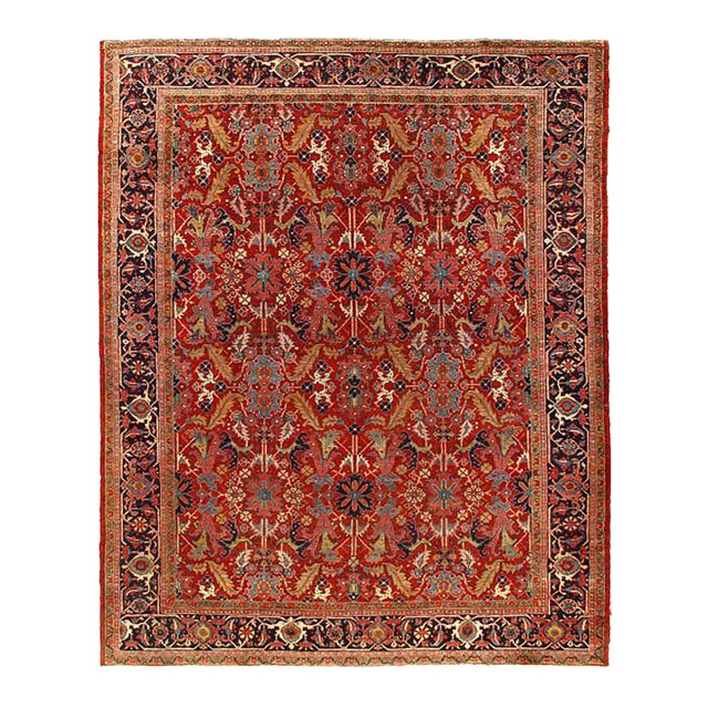 Pasargad DC Rust Antique Persian Heriz Serapi Rug For Sale