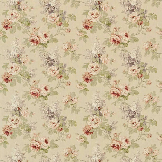 Sanderson Sorilla Fabric in Biscuit/Claret For Sale