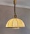 Stunning pendant light, hand-crafted parchment shade with stitched leather binding on a brass frame, Italy 1950s. A rare...