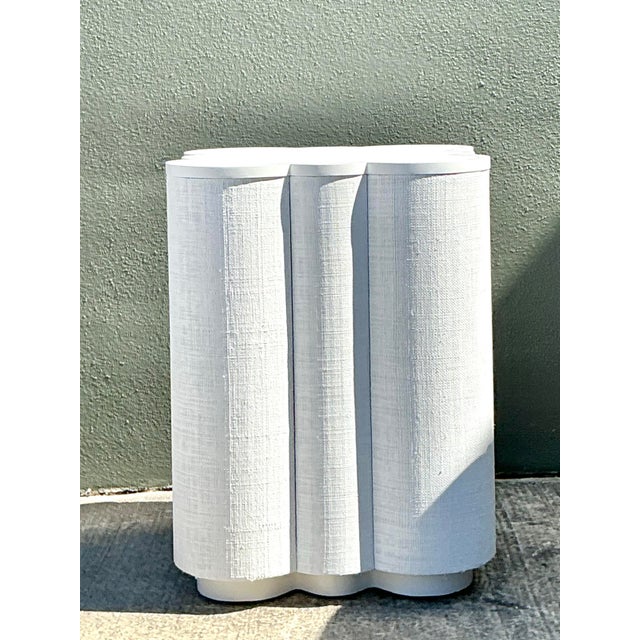 Contemporary Vintage Grasscloth Side Table For Sale - Image 3 of 12