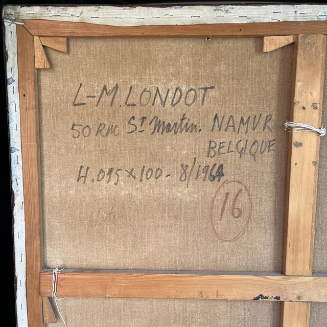 Louis-Marie Londot, Abstract Brutalist Composition, Oil on Canvas, 1964 For Sale - Image 10 of 11