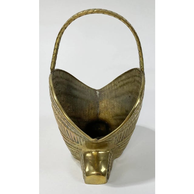 Brass Vintage Brass Clamshell Basket With Handle For Sale - Image 8 of 9