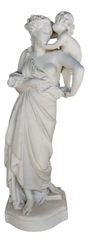 Original Biscuit Porcelain Figure, Venus with Cupid, A. E. Carrier-Belleuse, 1870s