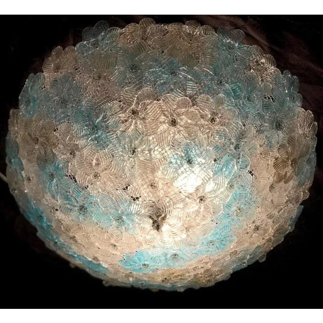Blue and Ice Murano Glass Ceiling Lamp from Barovier & Toso, 1970s For Sale - Image 11 of 14