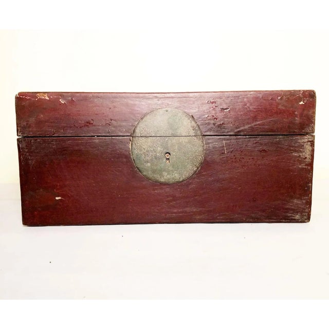 This antique Chinese box was handcrafted with leather. Circa mid of 19th century. Original patina and wear. The box is...