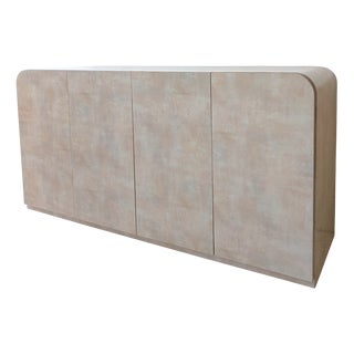 Vintage Postmodern Pastel Pink & Blue Peach Laminate Waterfall Sideboard, Usa, 1980s For Sale