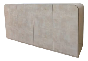 Vintage Postmodern Pastel Pink & Blue Peach Laminate Waterfall Sideboard, Usa, 1980s