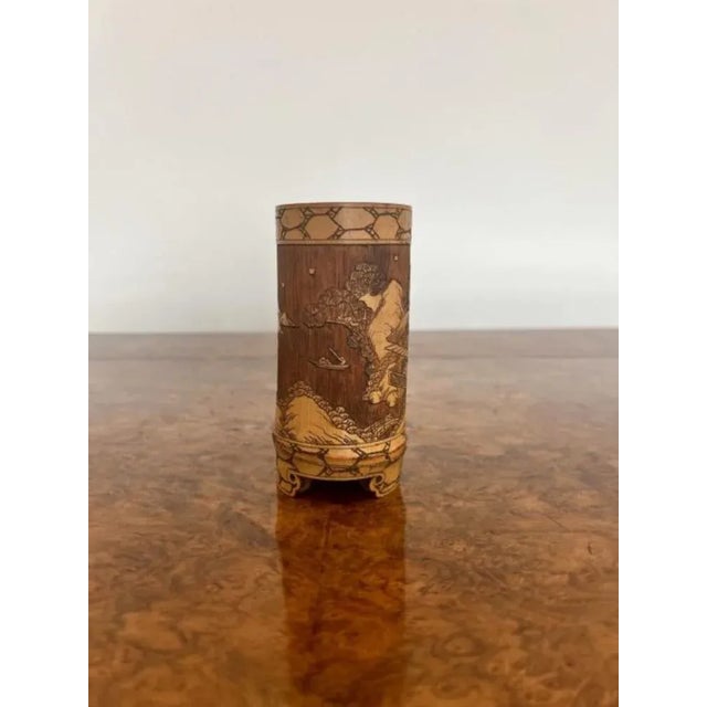 Outstanding quality antique Chinese brush pot having an outstanding quality antique Chinese brush pot with wonderful...