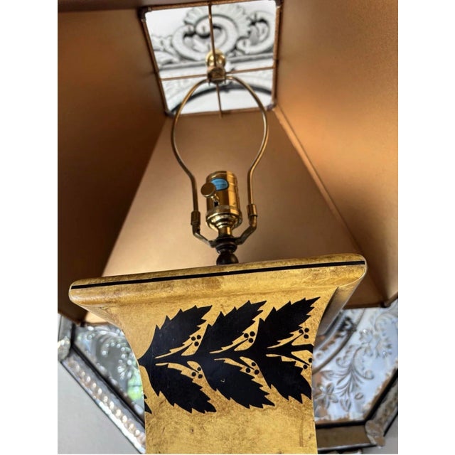 Frederick Cooper Vintage Black Frederick Cooper Neoclassical Table Lamp Gold Laurel & Greek Key - Hollywood Regency Empire Style For Sale - Image 4 of 12