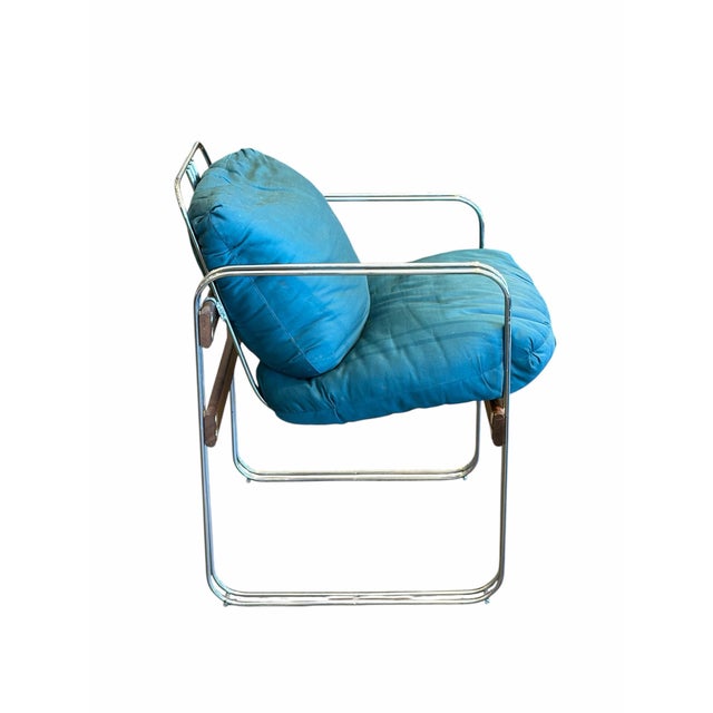 Mid-Century Modern Vintage Chrome Lounge Chairs Set of Four For Sale - Image 3 of 7