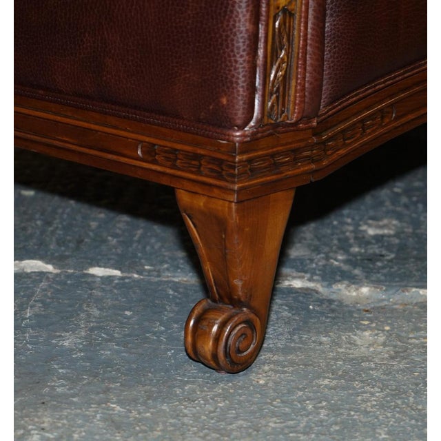 Bonaparte King Size Carved Wood Leather Bed For Sale - Image 6 of 18